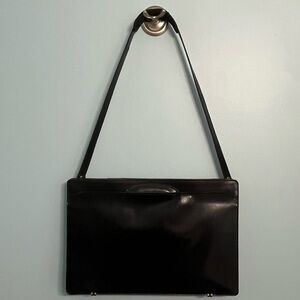 Vintage Handmade Black Patent Genuine Leather Portfolio Satchel/Briefcase